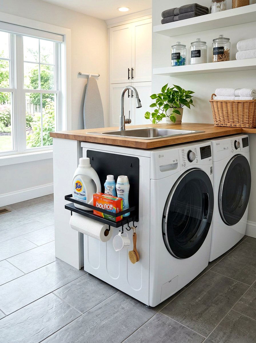 Magnetic organizer for side of washing machine - 30 cleaning supply storage ideas