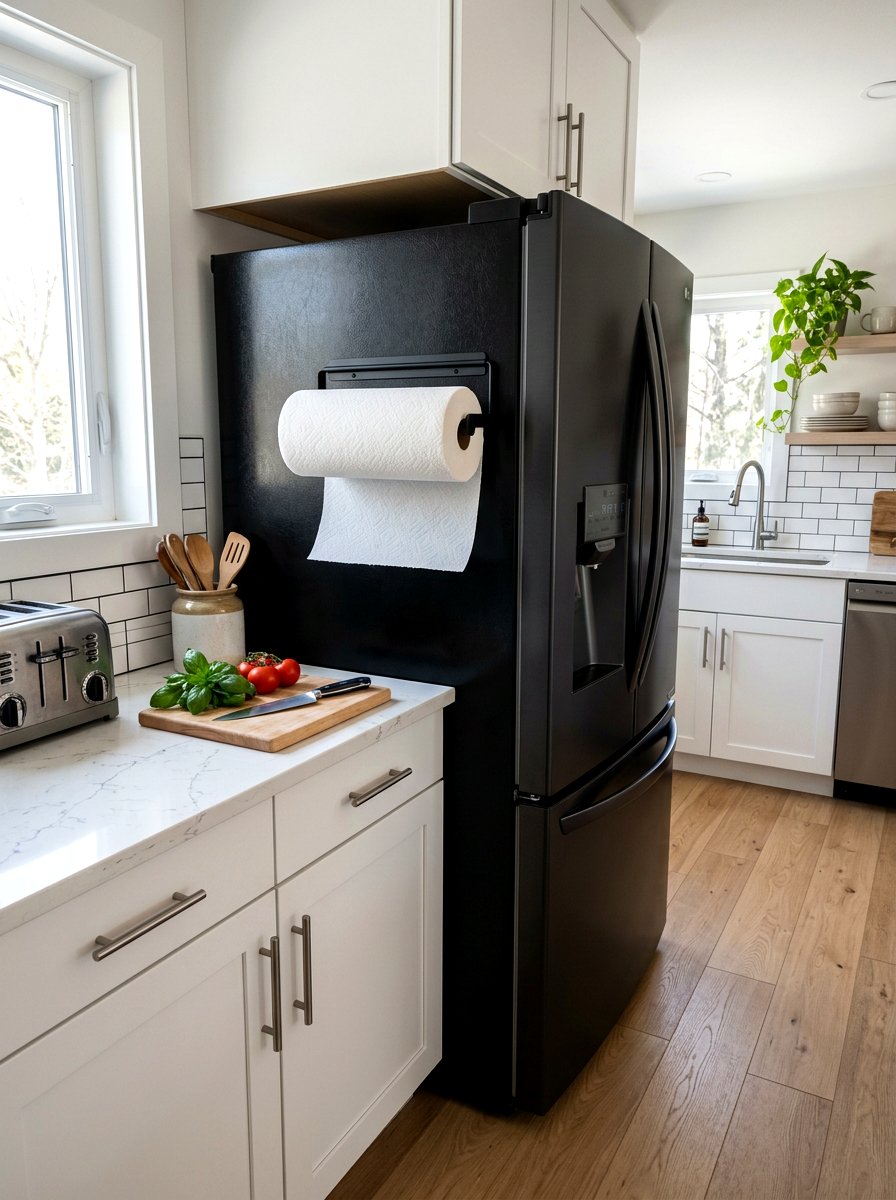 Magnetic paper towel holder - 30 renter friendly kitchen storage ideas