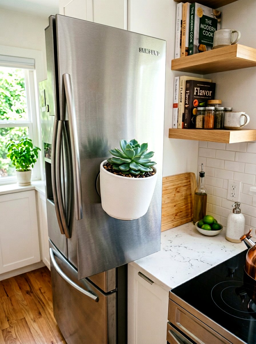 Magnetic plant pot - 30 apartment garden ideas