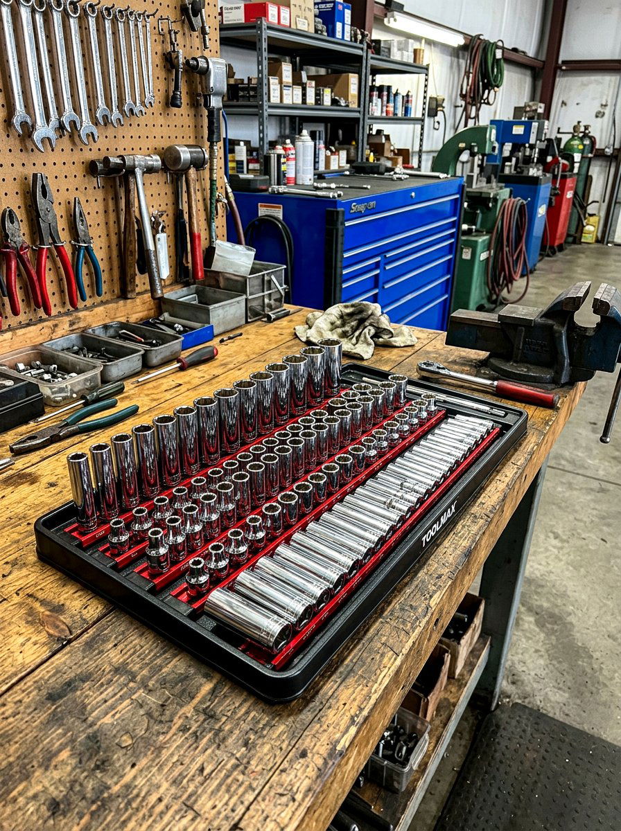 Magnetic socket organizer tray - 30 small tool organizer ideas