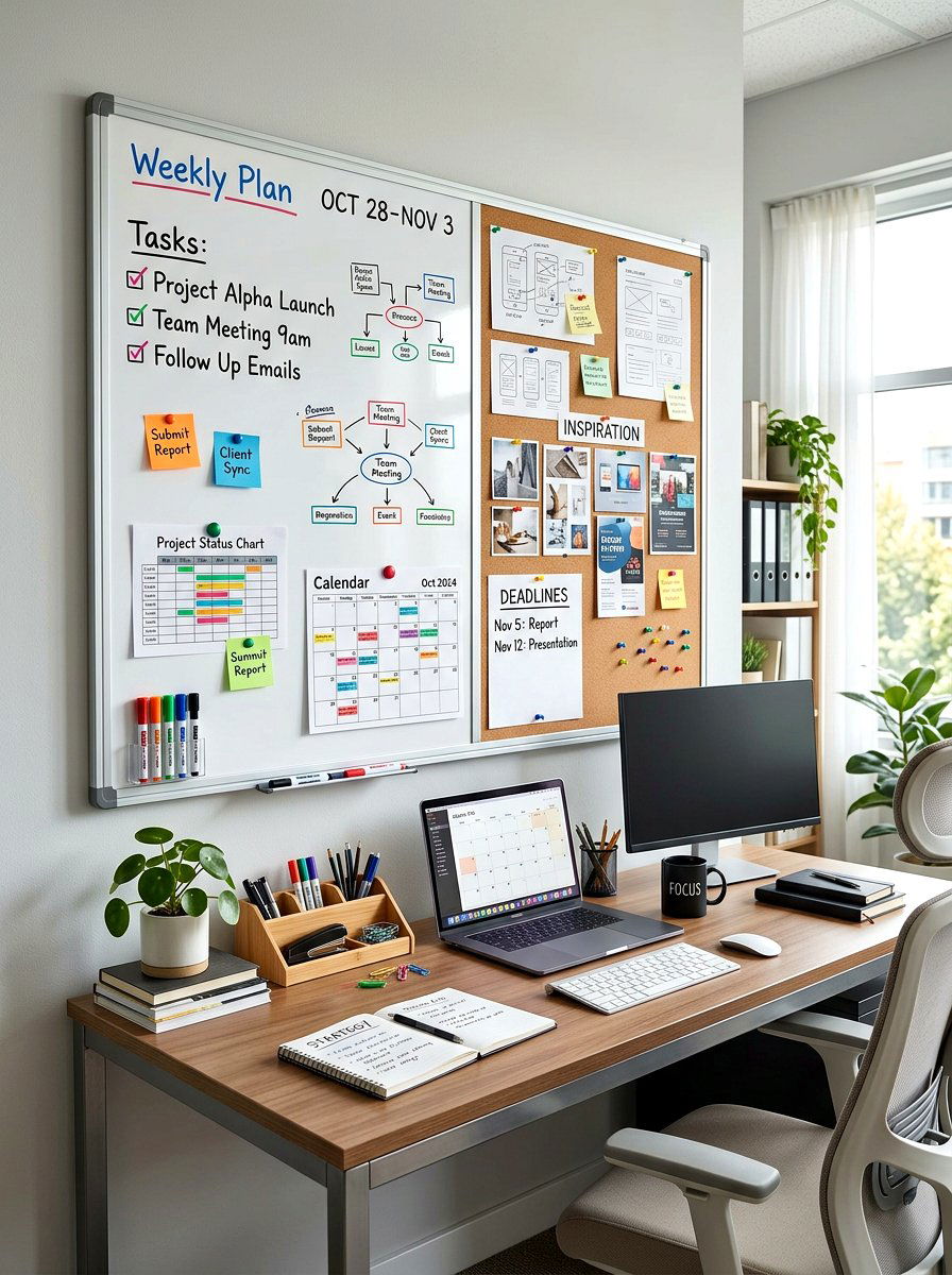Magnetic whiteboard pinboard combo - 30 pinboard office aesthetic ideas
