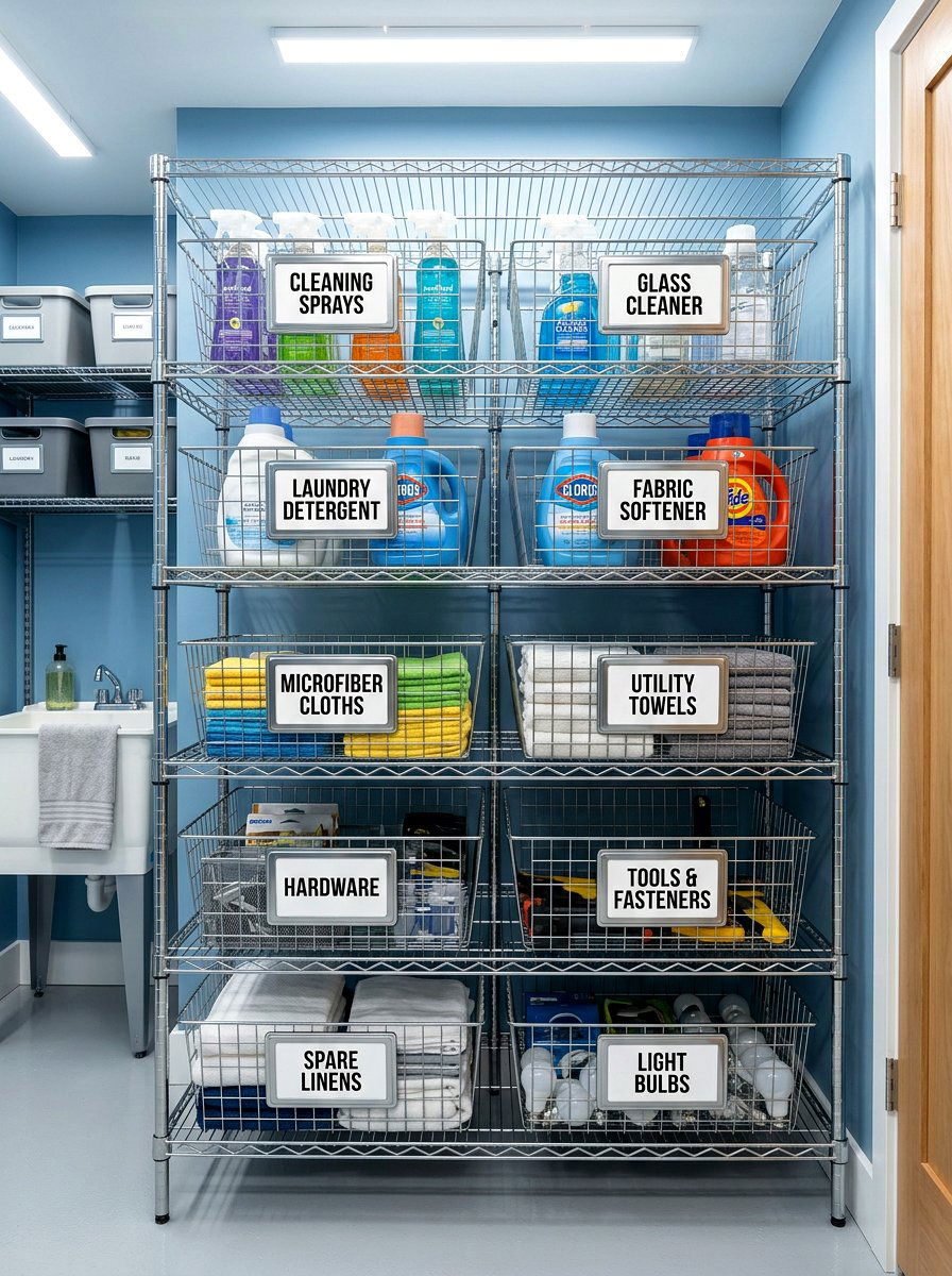 Magnetic wire closet basket labels - 30 closet basket labels ideas