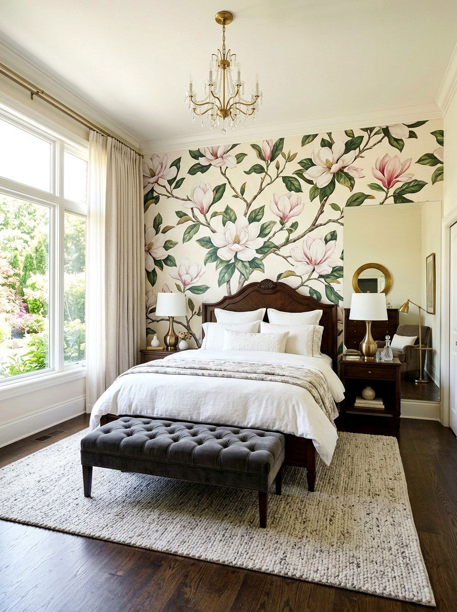 Magnolia Branch Master Suite Wallpaper - 30 spring floral wallpaper ideas