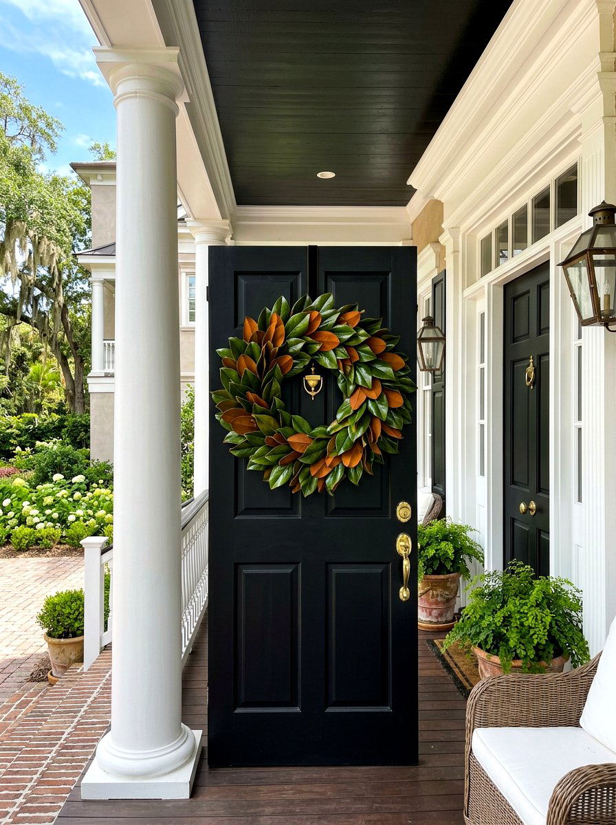 Magnolia Leaf Wreath - 30 exterior wreath styling ideas