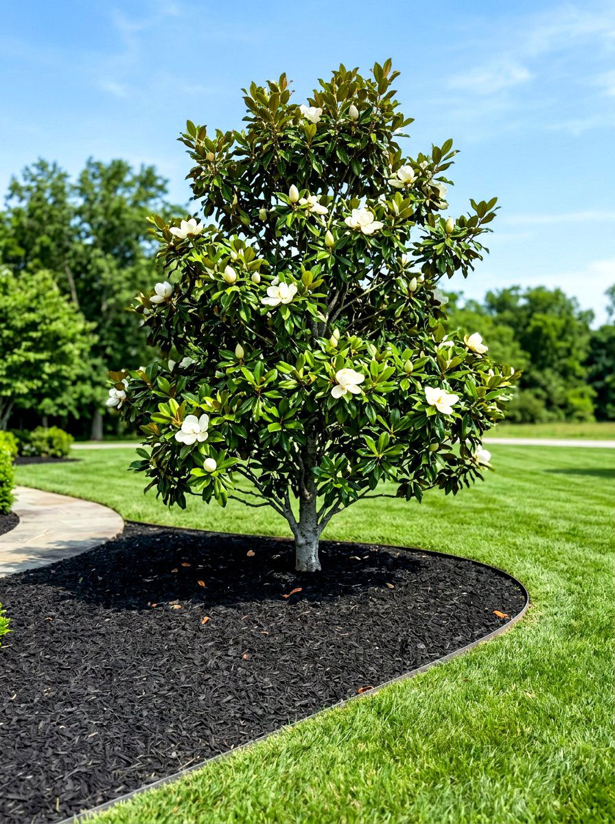 Magnolia Tree Dark Mulch - 30 magnolia front yard ideas