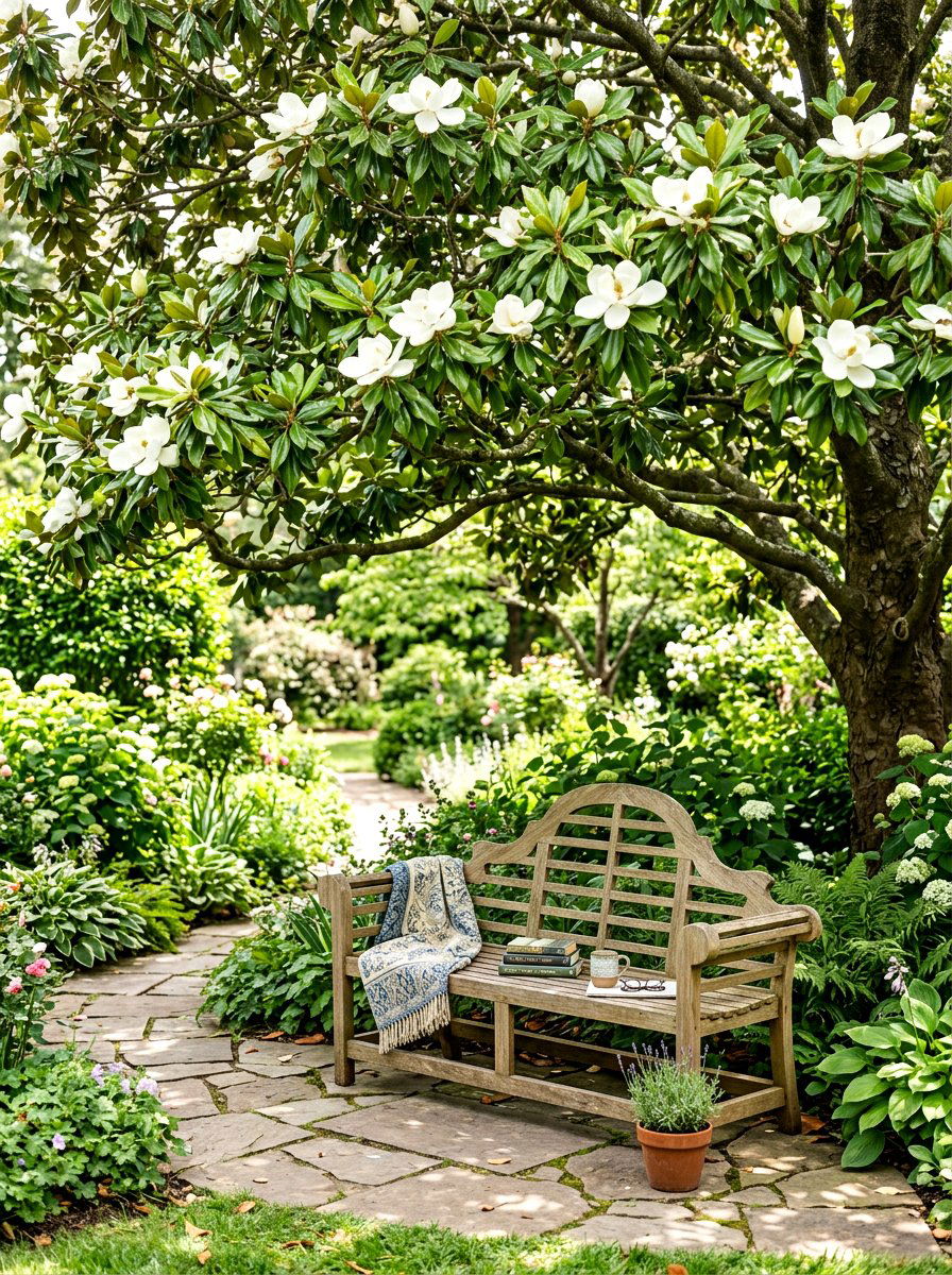 Magnolia Tree Reading Nook - 30 magnolia front yard ideas