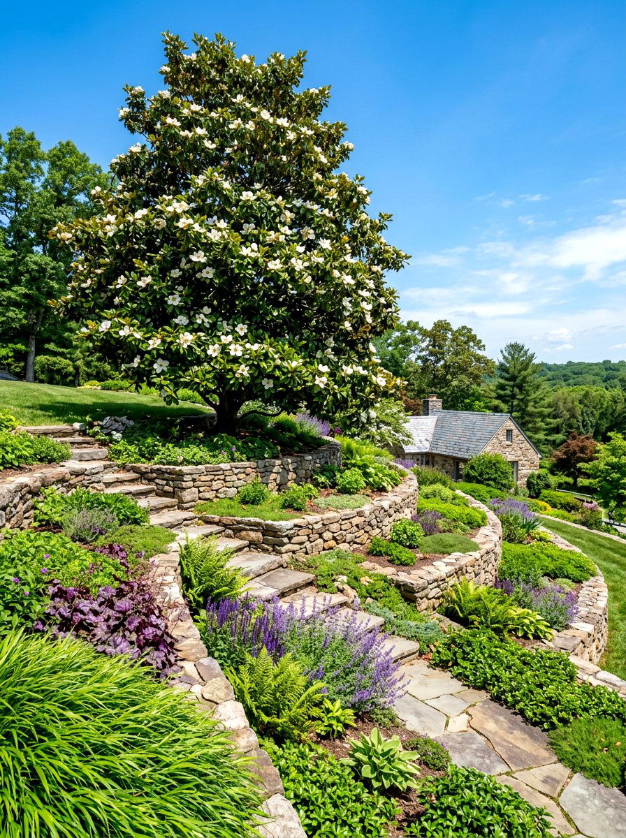 Magnolia Tree Sloped Yard - 30 magnolia front yard ideas