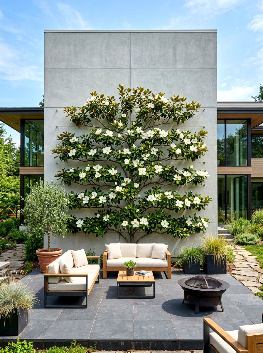 Magnolia espalier - 30 espalier wall garden ideas