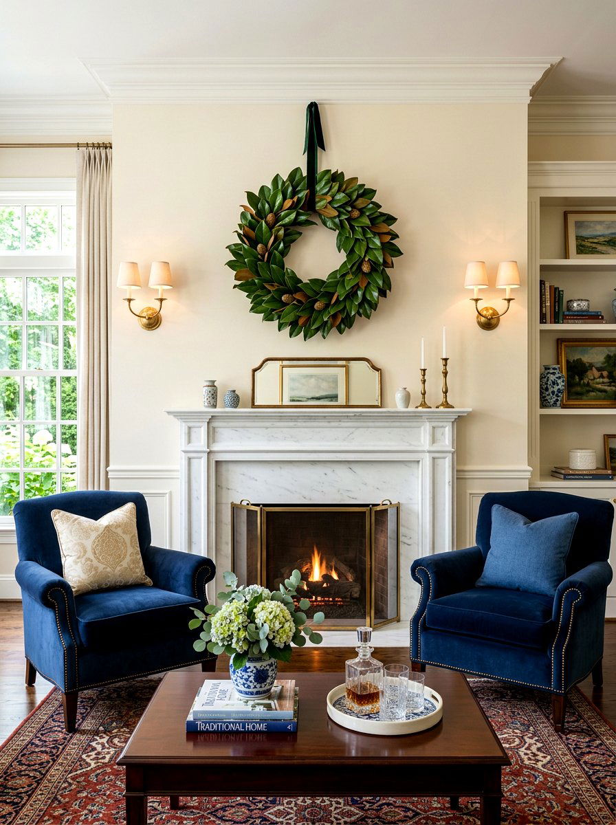 Magnolia leaf wreath - 30 wreath wall display ideas
