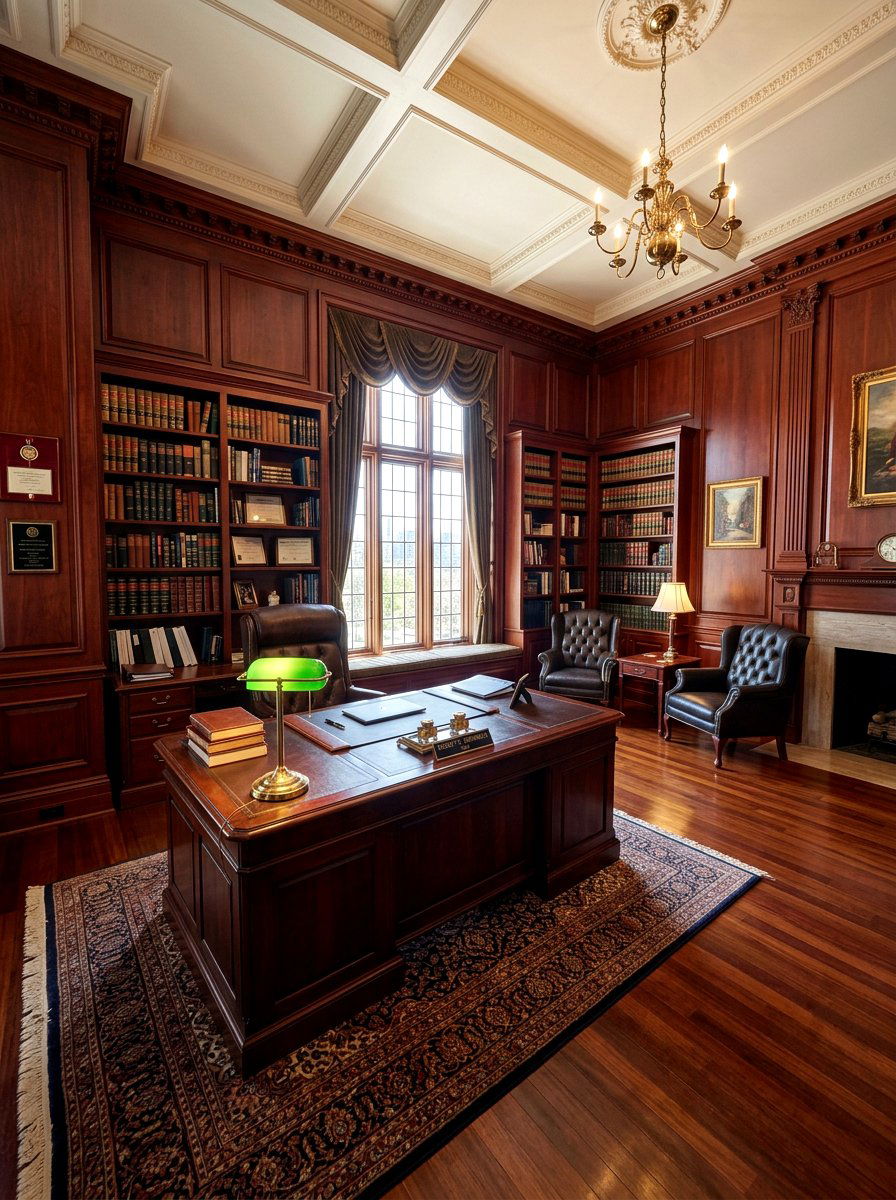Mahogany Executive Office - 30 wood paneled office ideas