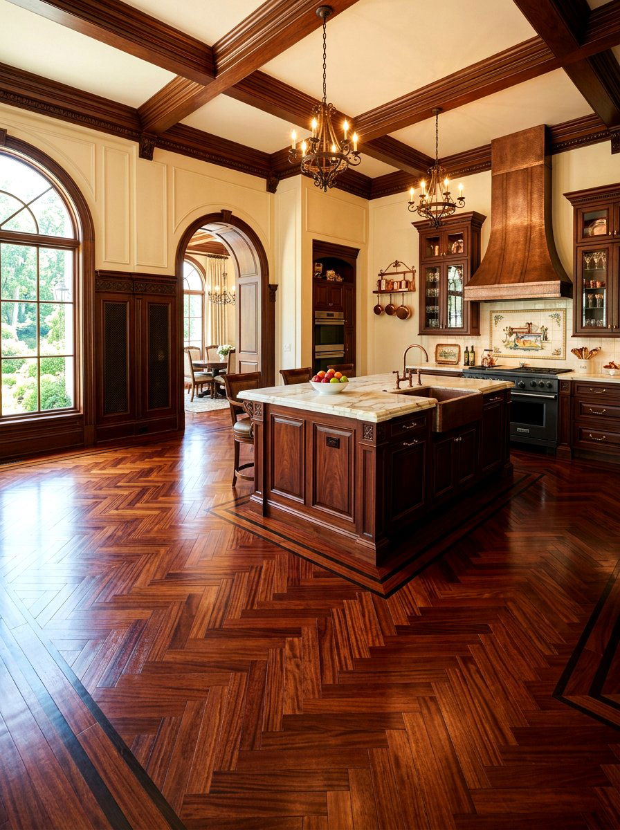 Mahogany Parquet Kitchen Floor - 30 parquet kitchen floor ideas