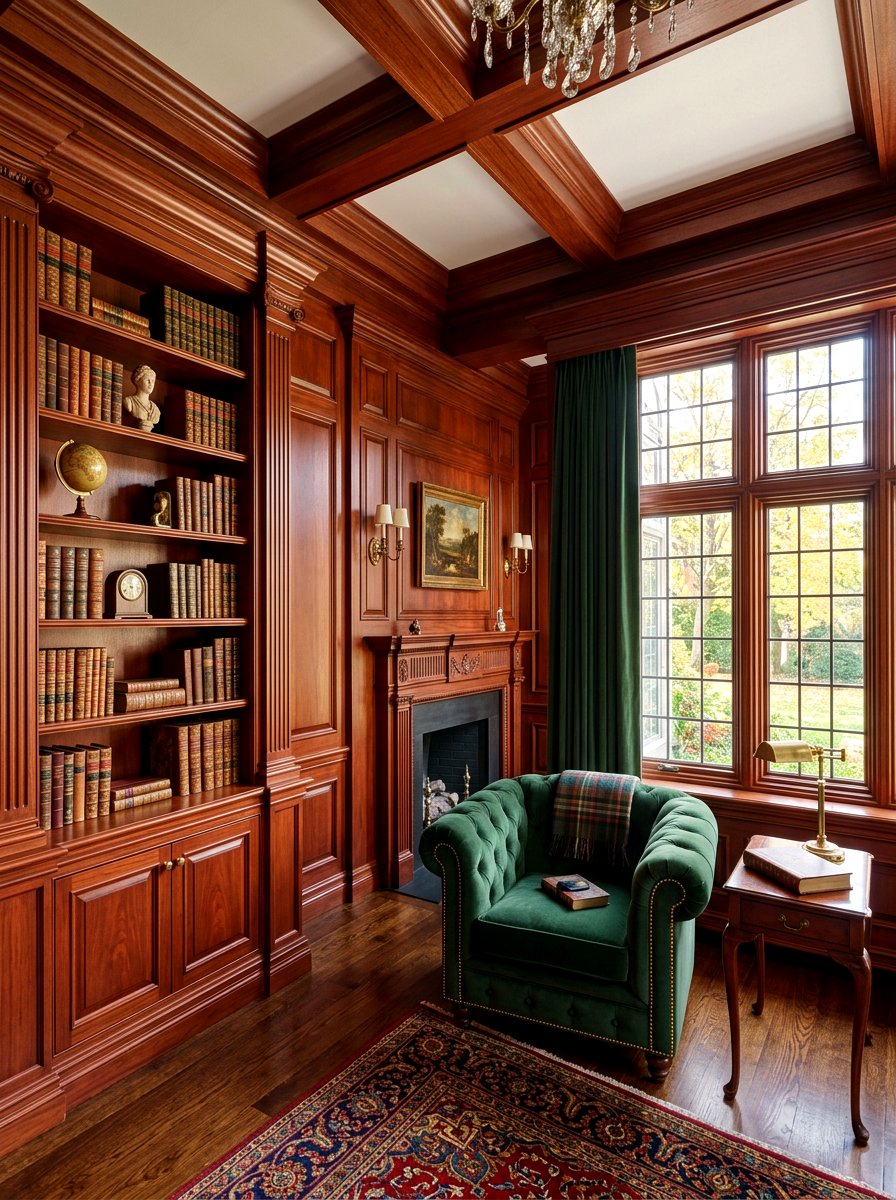 Mahogany Wall Paneling - 30 dark wood office ideas