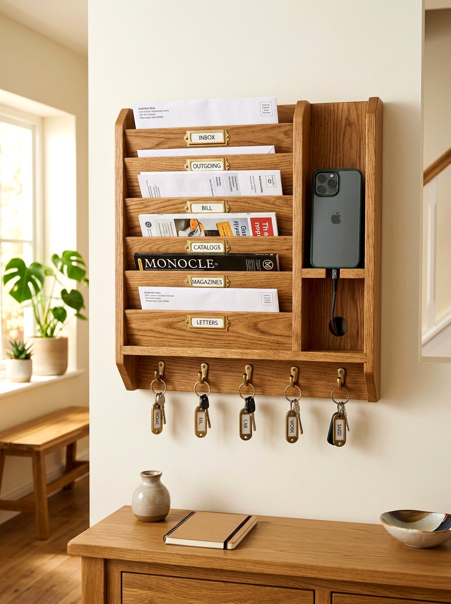 Mail Sorter Phone Slot - 30 charging station entryway ideas