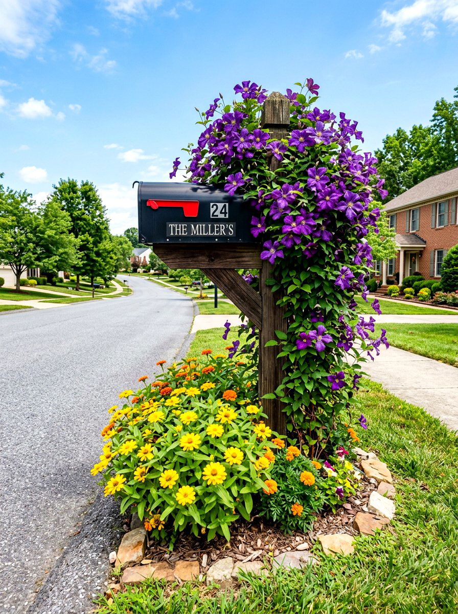 Mailbox Garden - 30 front yard flower bed ideas