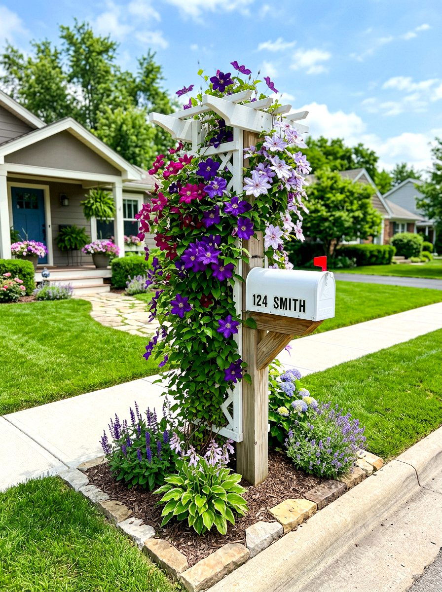 Mailbox post trellis - 30 clematis trellis ideas