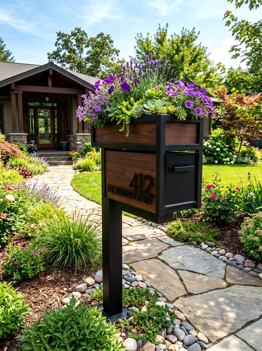 Mailbox with planter box - 30 modern mailbox ideas