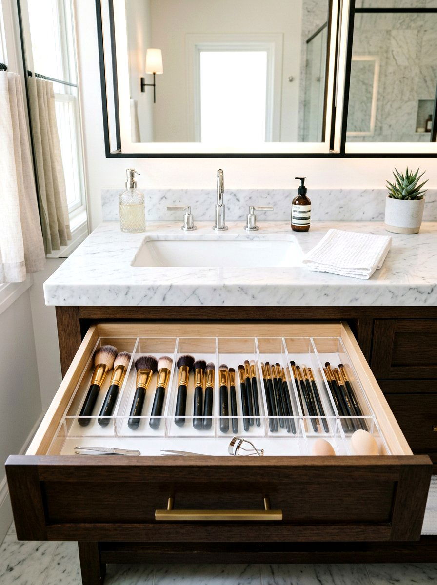 Makeup Brush Drawer Divider - 30 makeup brush storage ideas