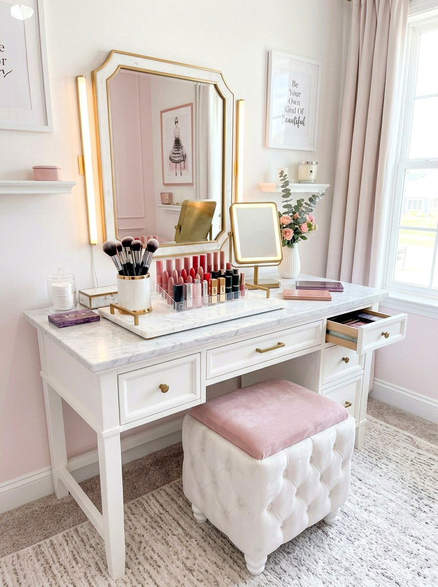 Makeup Vanity Organizer Tray - 30 marble tray styling ideas
