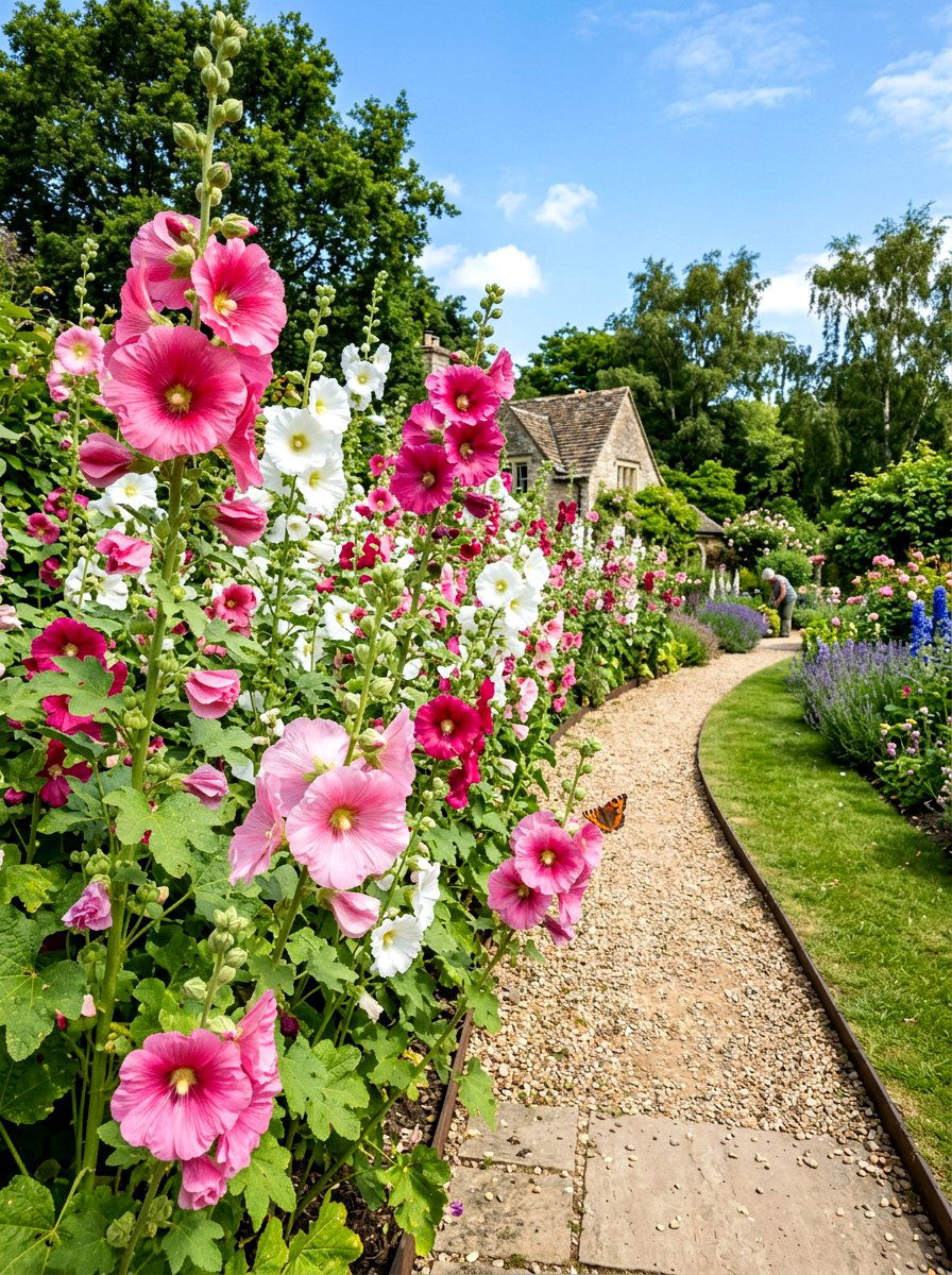 Mallow Butterfly Border - 30 butterfly host plant garden ideas