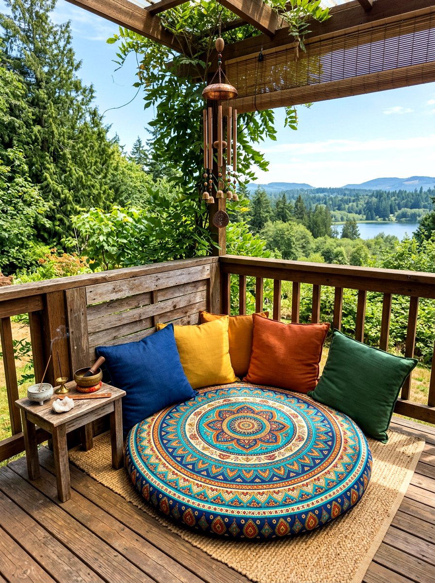 Mandala floor cushion - 30 boho patio cushion ideas