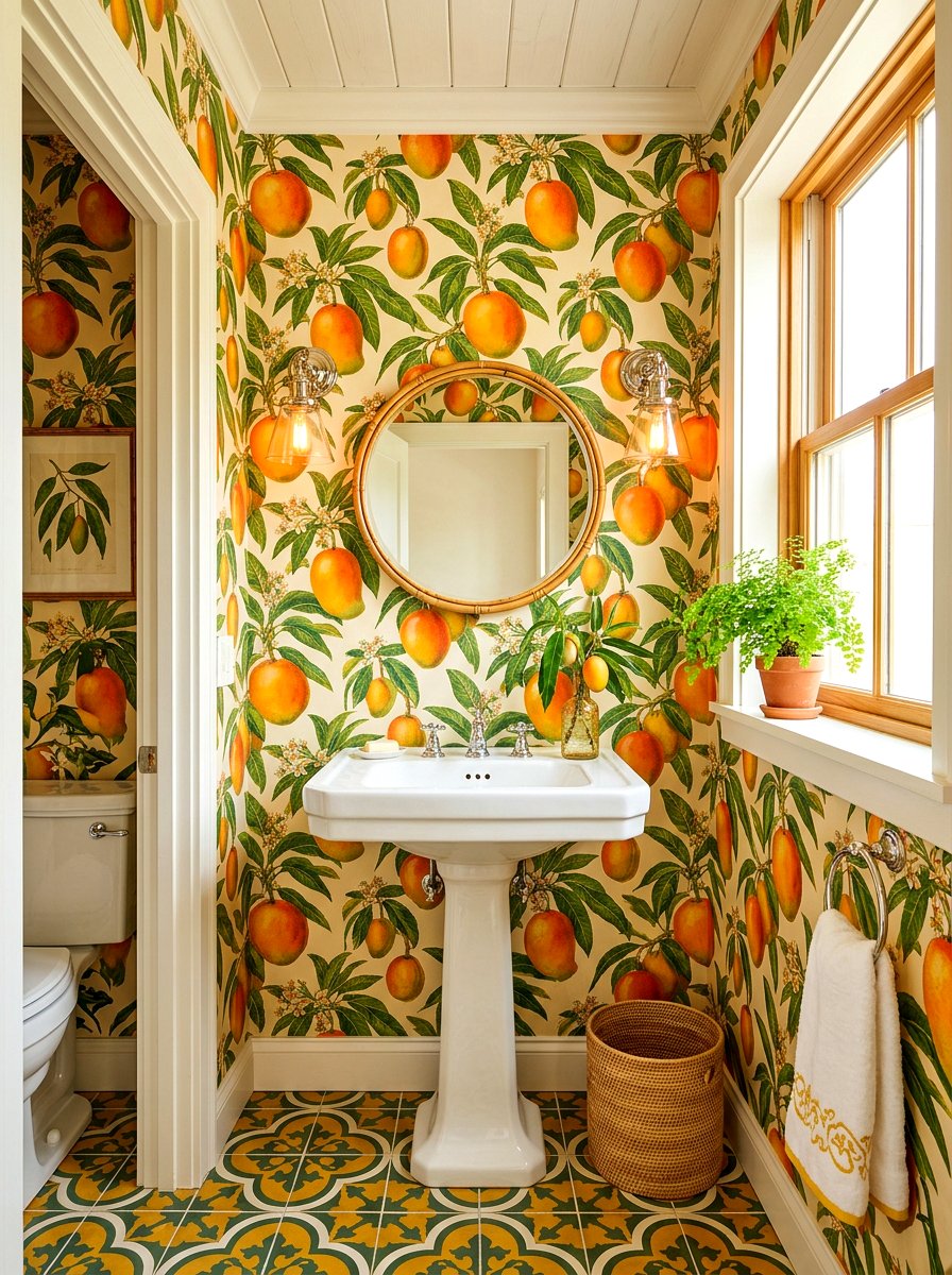 Mango Wallpaper - 30 fruit wallpaper powder room ideas
