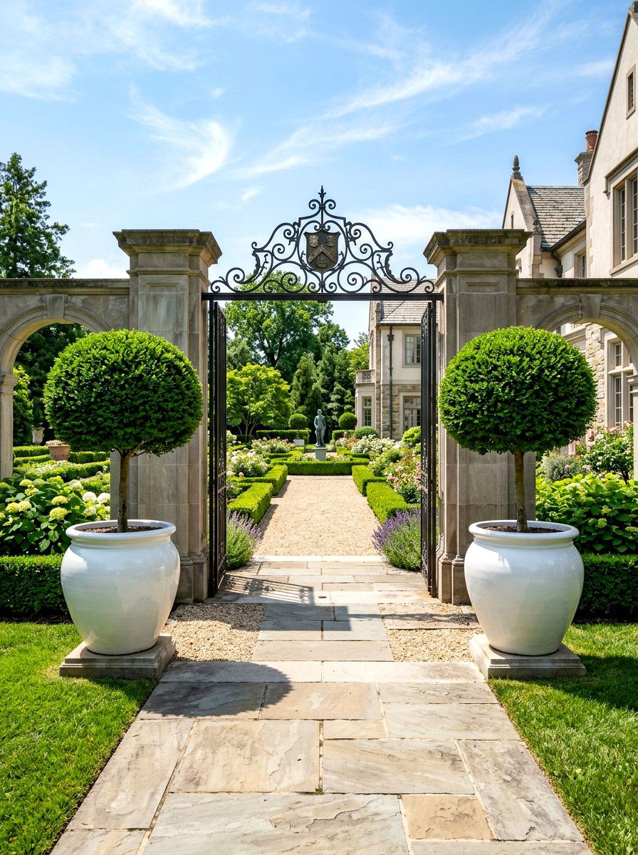 Manicured Topiary Trees - 30 Hamptons backyard ideas