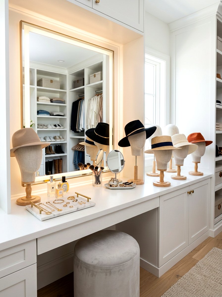 Mannequin head hat display - 30 hat storage closet ideas