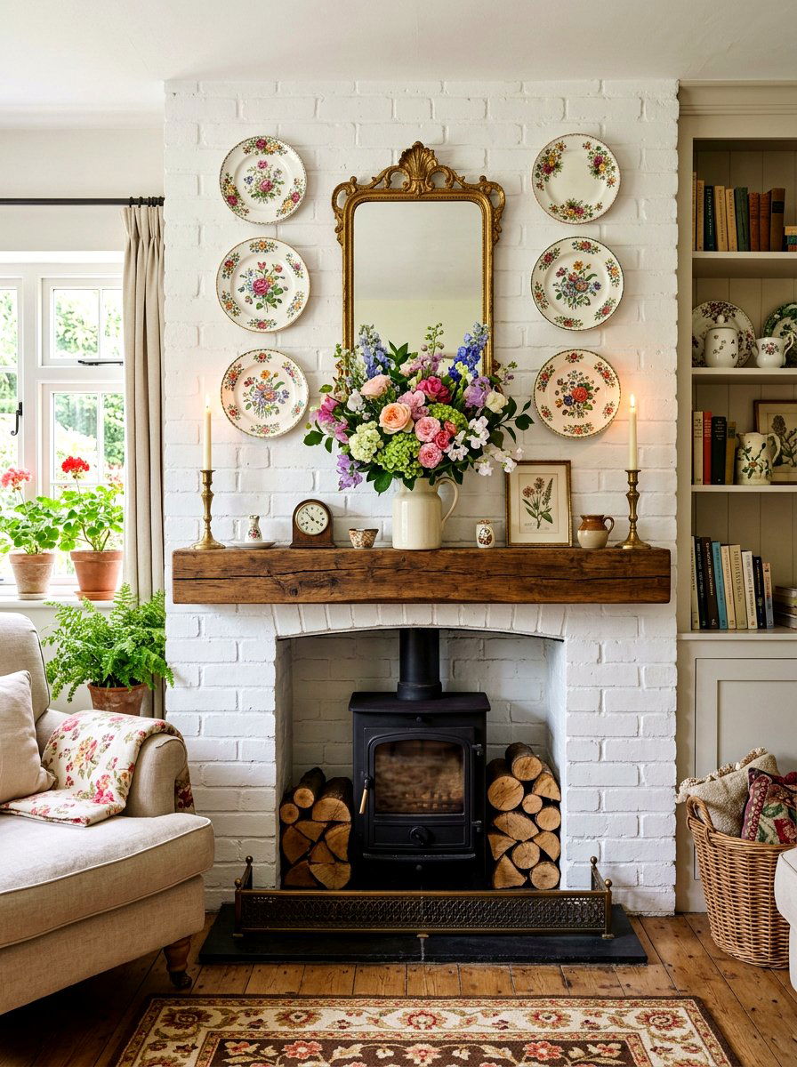 Mantelpiece Arrangement - 30 vintage china display ideas