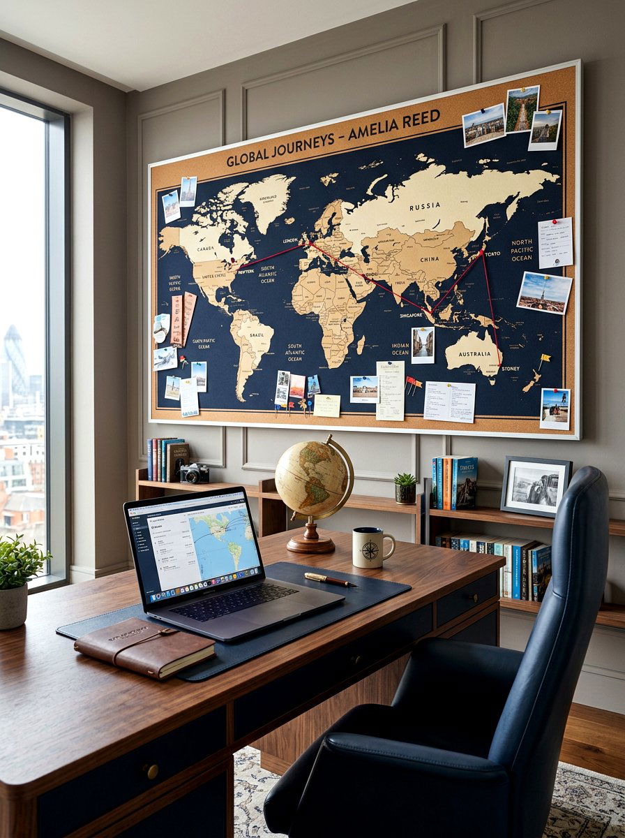 Map Centered Pinboard - 30 office pinboard ideas