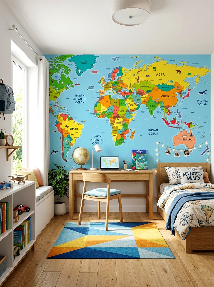 Map Wallpaper For Kids - 30 creative kids room ideas