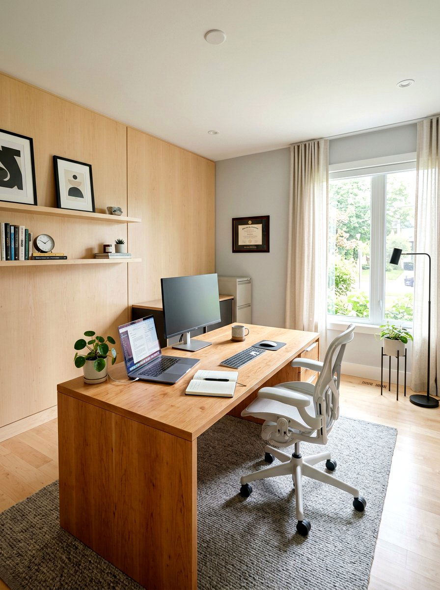 Maple Wood Office - 30 wood paneled office ideas