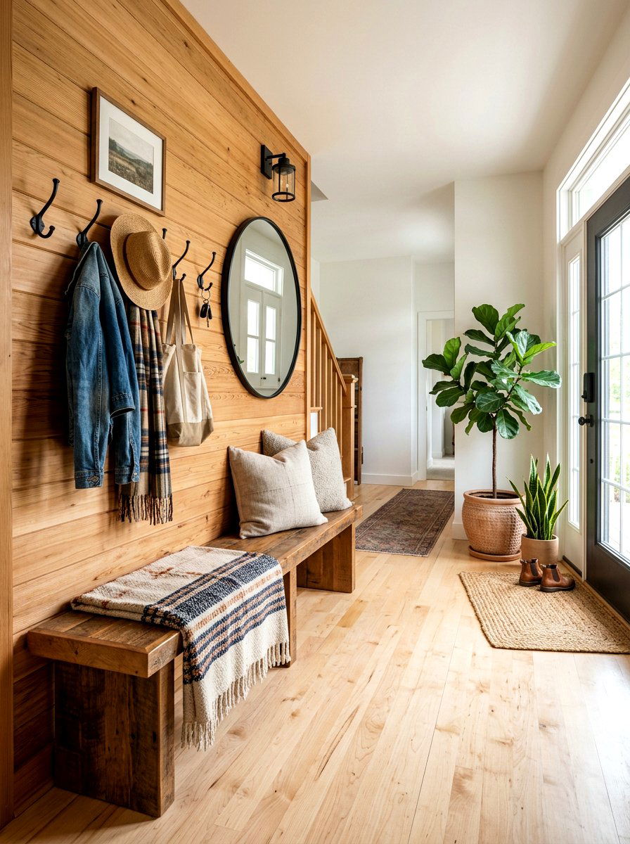 Maple and Cedar Rustic Entryway Design - 30 mixed wood tone decor ideas