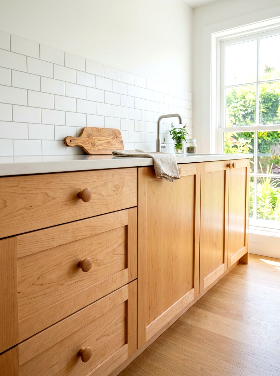 Maple wood drawer knob - 30 wood knob kitchen ideas