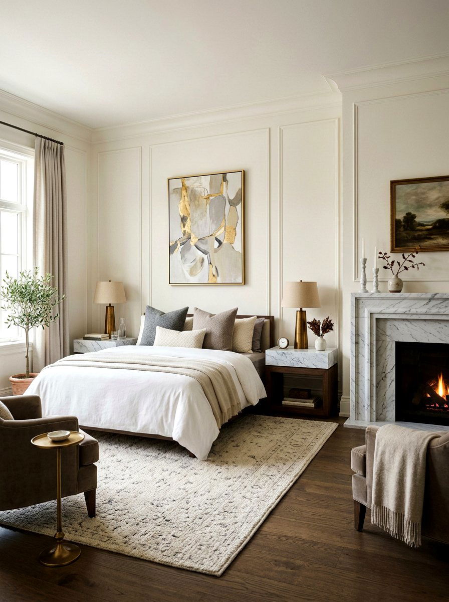 Marble Accent Bedroom - 30 quiet luxury master bedroom ideas