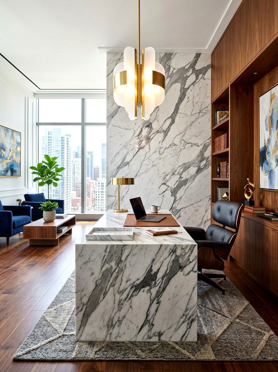 Marble Accent Luxury Office - 30 executive home office ideas