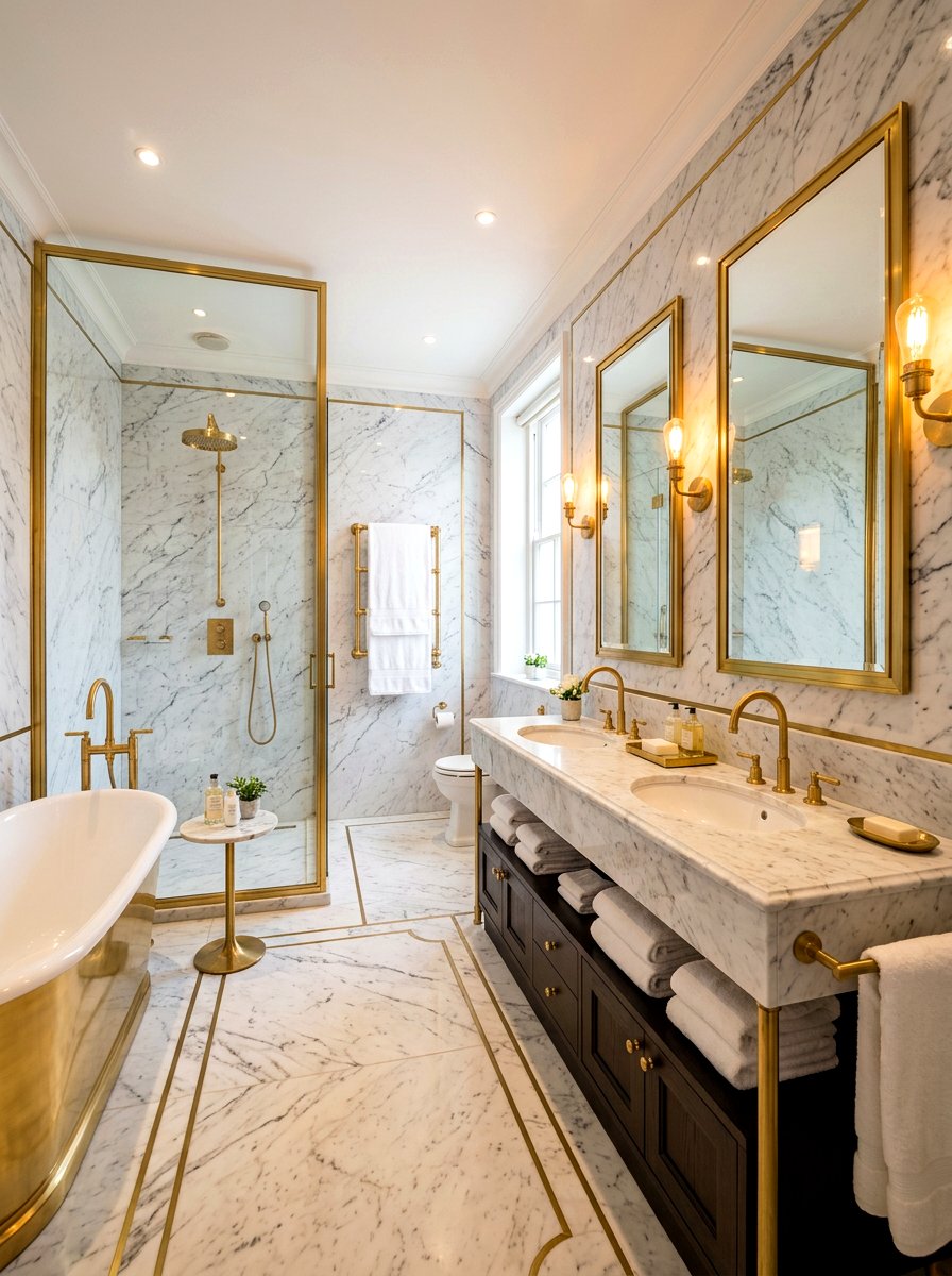 Marble And Brass Bathroom - 30 marble bathroom ideas