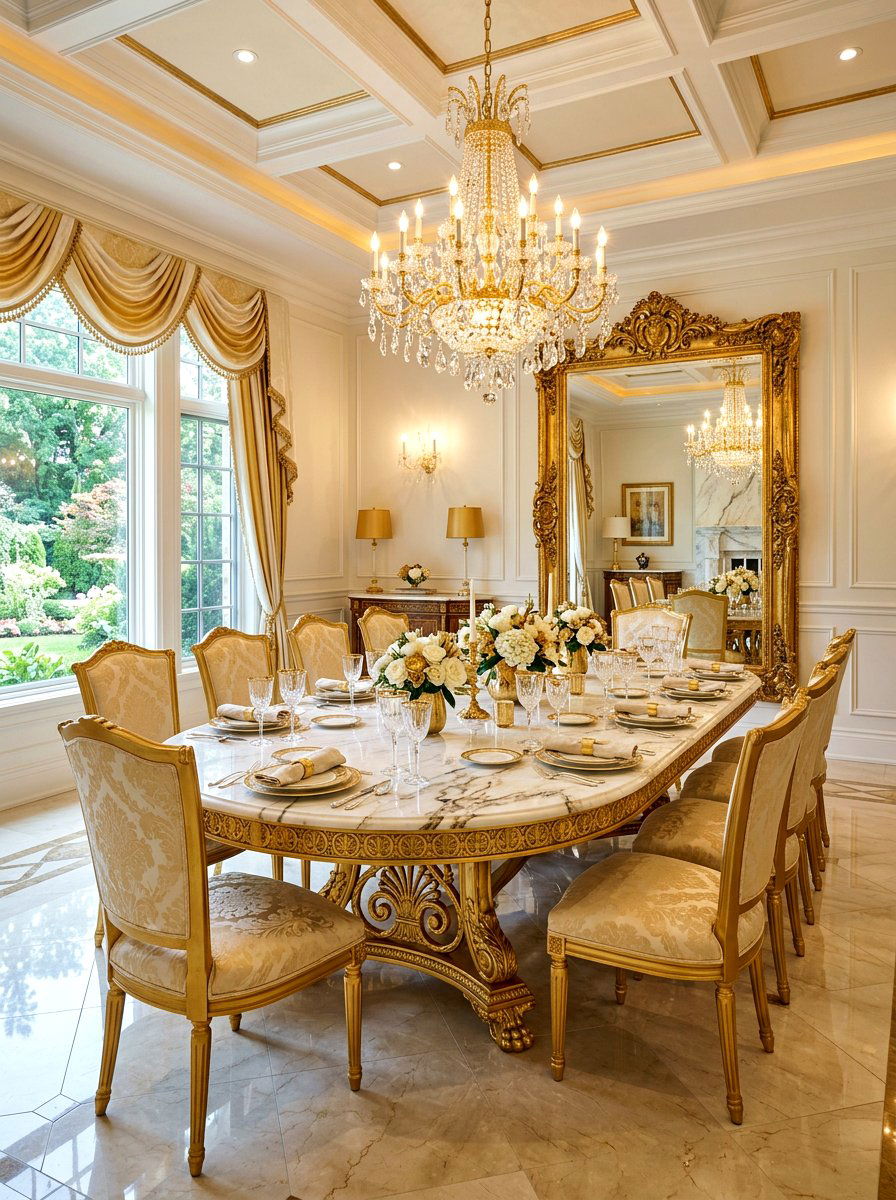Marble And Gold Oval Dining Table - 30 oval dining table ideas
