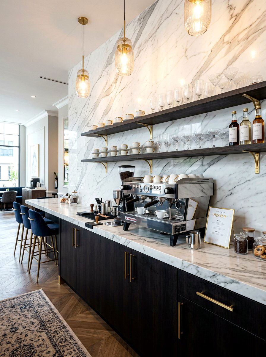 Marble Backsplash Espresso Bar - 30 espresso nook kitchen ideas
