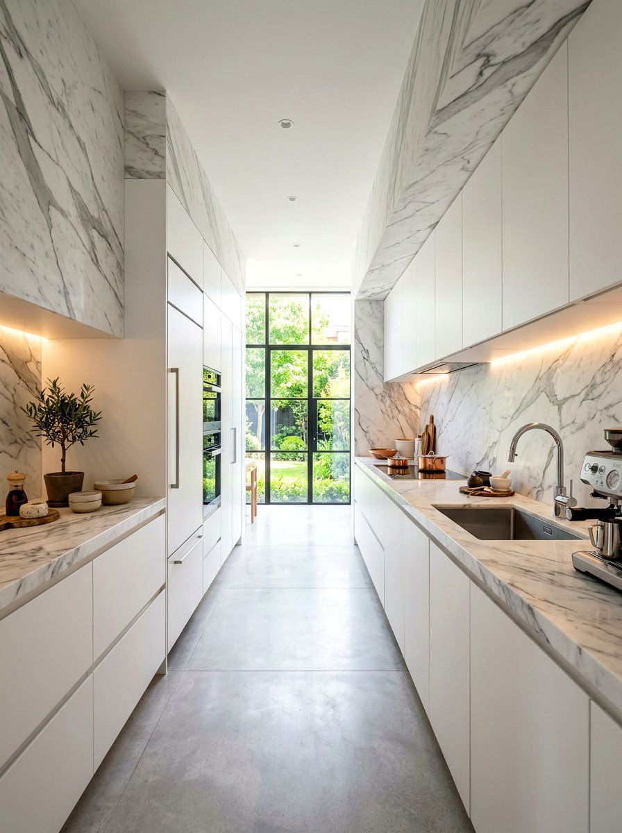 Marble Backsplash Galley Kitchen - 30 galley kitchen ideas