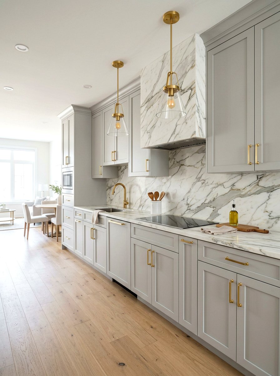 Marble Backsplash One Wall Kitchen - 30 one wall kitchen ideas