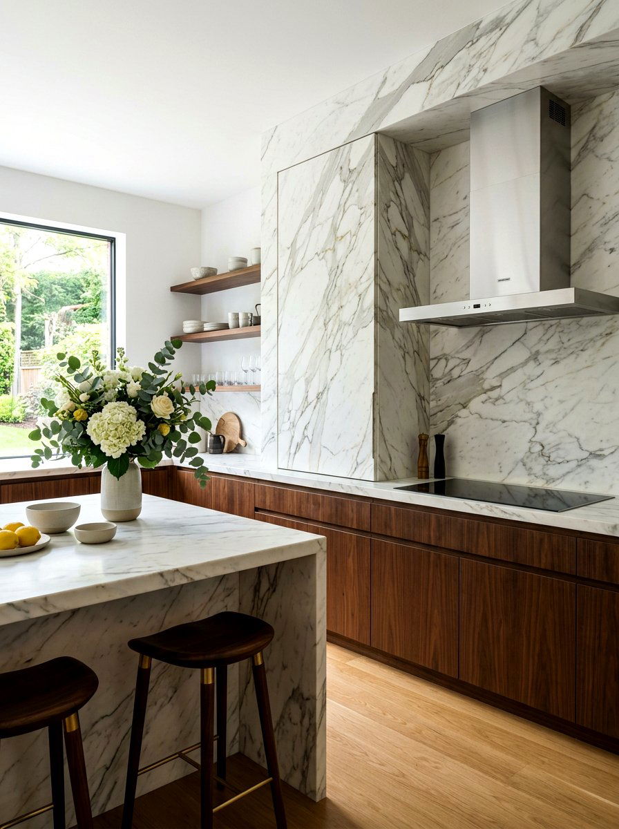 Marble Backsplash Storage Cabinet - 30 hidden toaster garage ideas