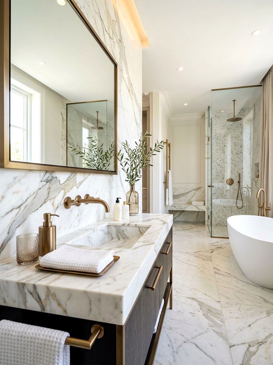 Marble Backsplash Wall Faucet - 30 wall mounted faucet bathroom ideas
