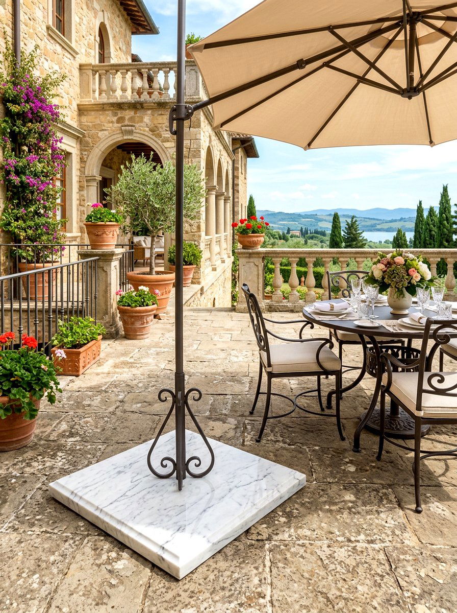 Marble Base Plate - 30 patio umbrella base styling ideas