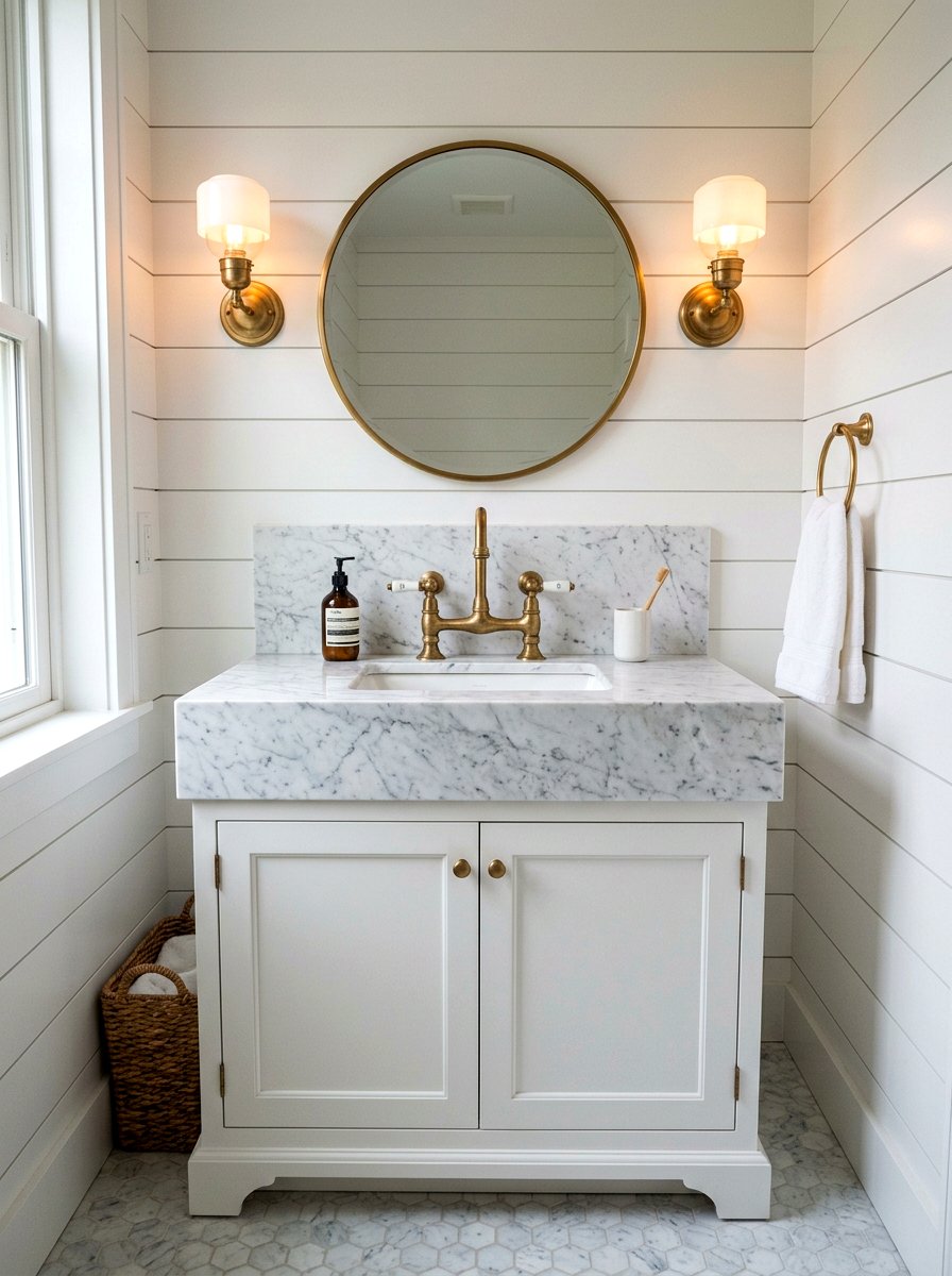 Marble Bathroom Countertop - 30 small cottage bathroom ideas