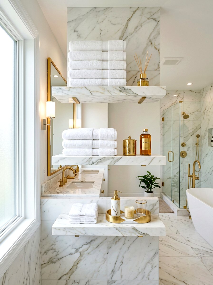 Marble Bathroom Wall Shelves - 30 bathroom linen shelf ideas