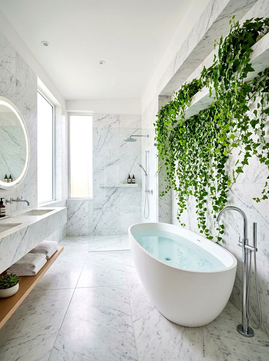 Marble Bathroom With Vines - 30 bathroom jungle ideas