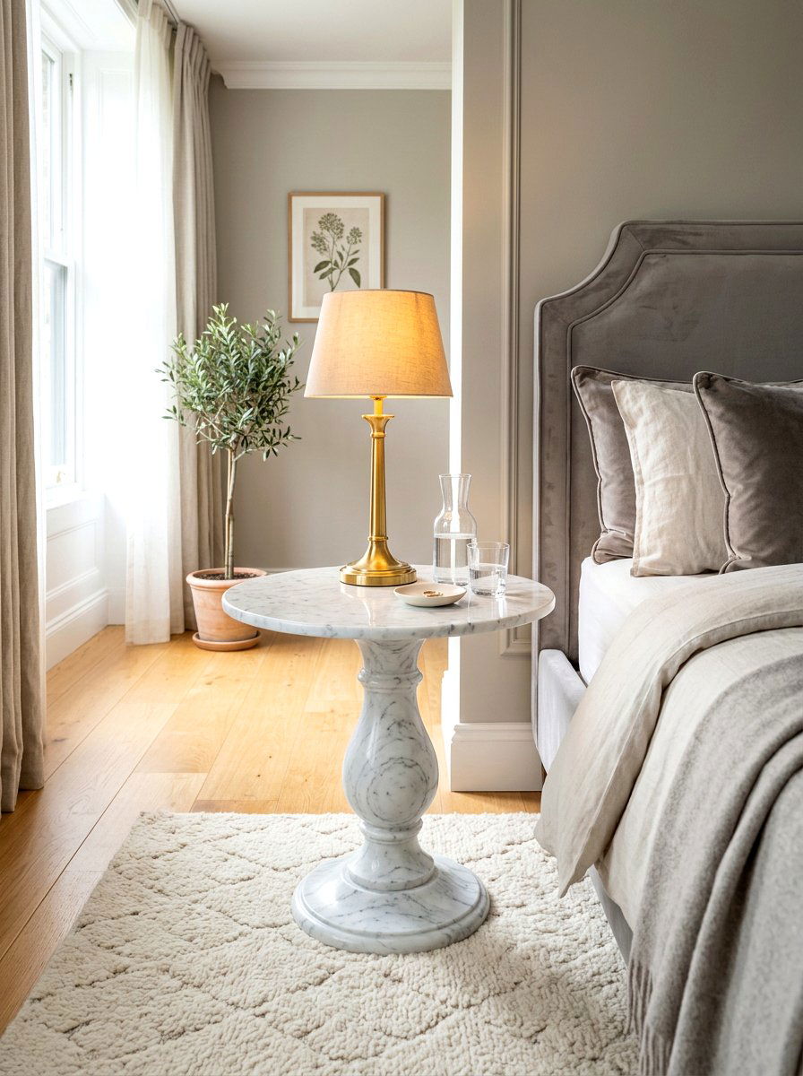 Marble Bedside Table - 30 five star bedroom ideas