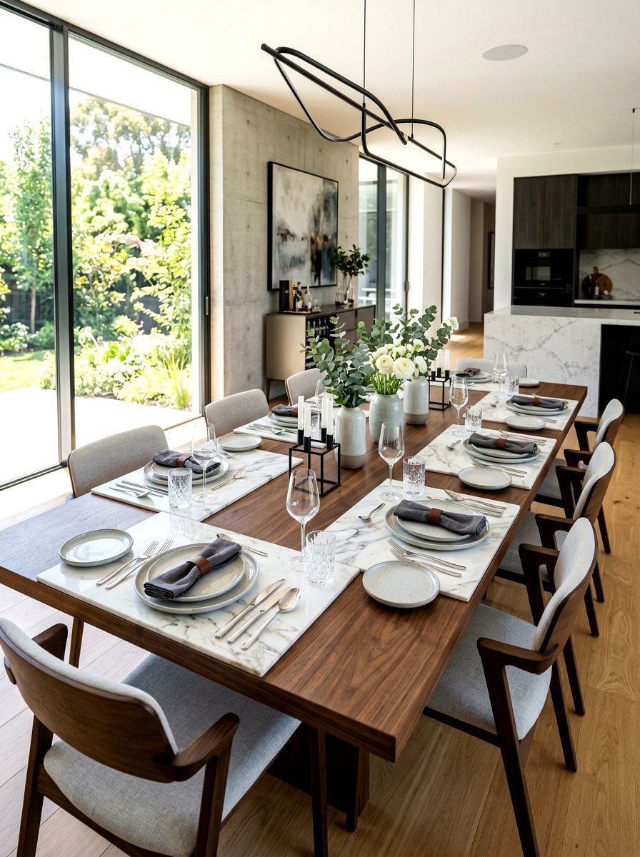 Marble Board Modern Tablescape - 30 layered tablescape dining ideas