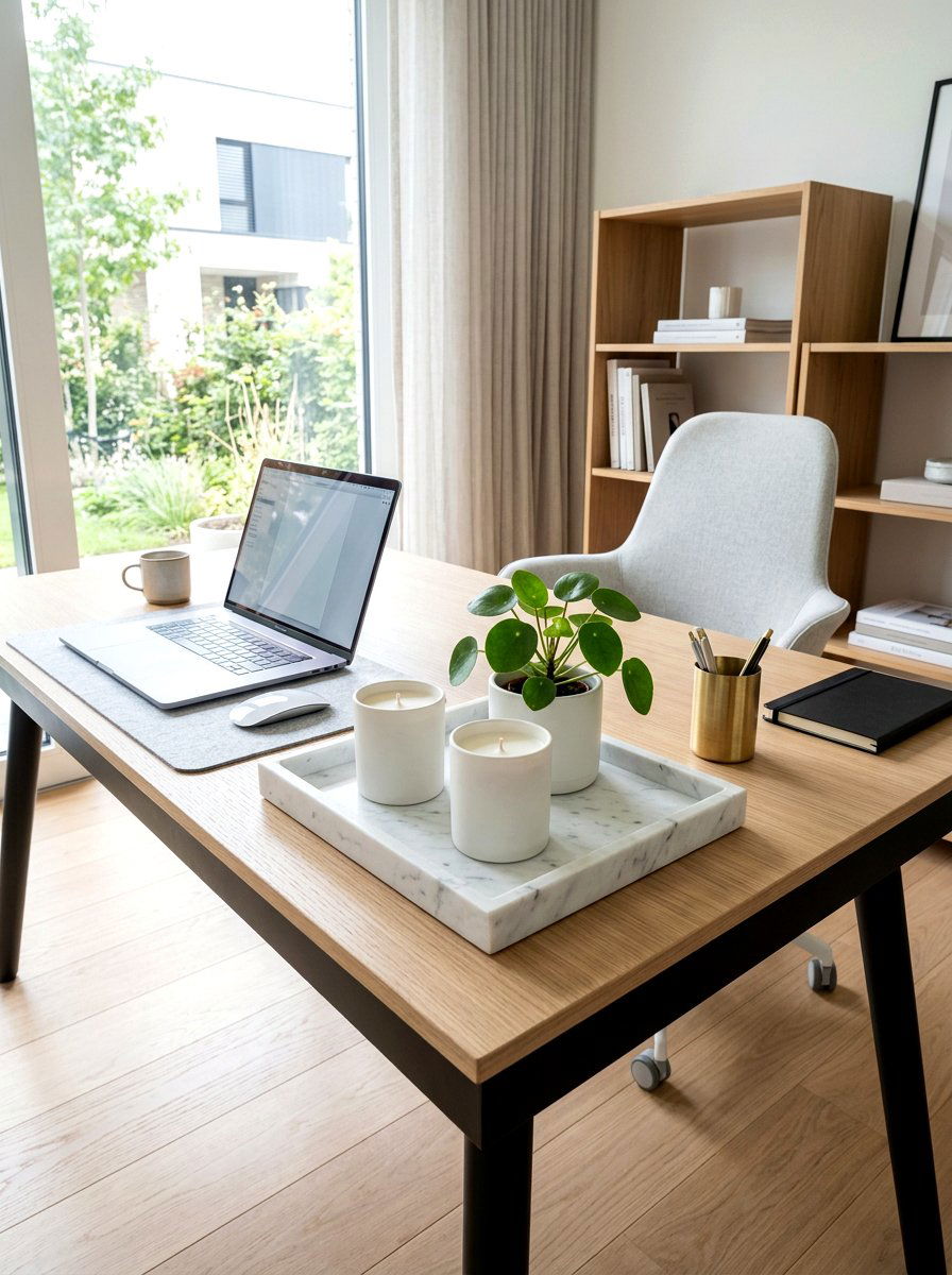 Marble Candle Trays In Office - 30 candle decor ideas