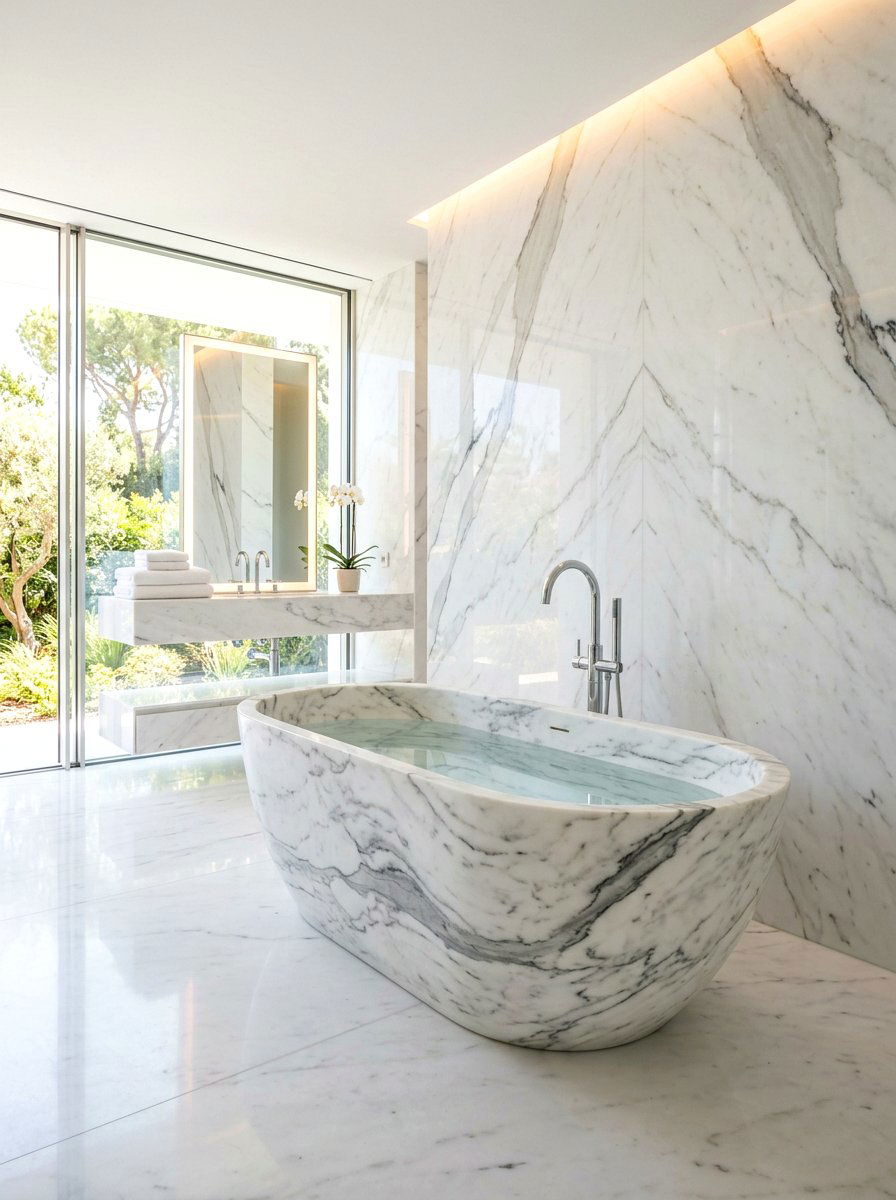 Marble Carved Freestanding Tub - 30 freestanding tub ideas